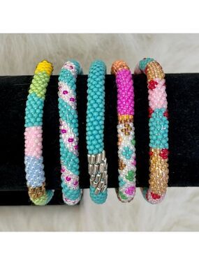 HAND CRAFTED in Nepal Beaded Bracelets (set of 5) #1005